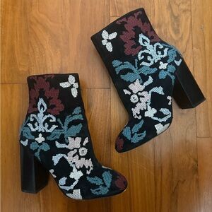 Rebecca Minkoff embroidered black suede booties